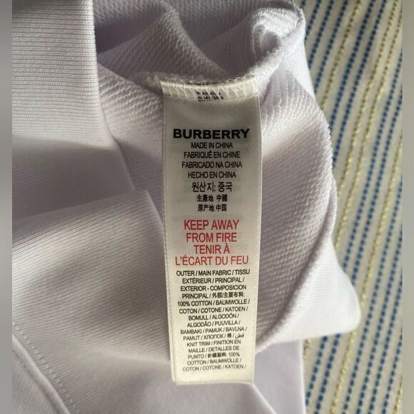 Burberry Kids Sweatshirt Girls White Size 10Y Long Sleeve 100% Cotton Crew Neck - Picture 13 of 15